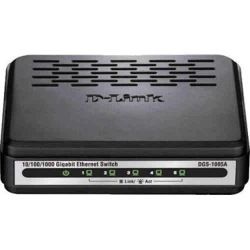 D-Link DGS-1005A/B 5 port 10/100/1000Base-T unmanaged gigabit switch, UK power plug