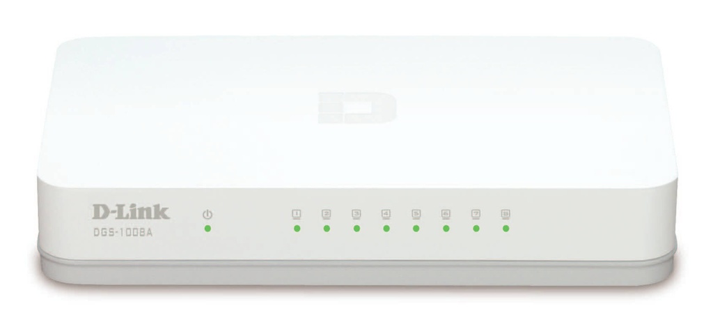 D-Link DGS-1008A/B 8 port 10/100/1000Base-T unmanaged gigabit switch, UK power plug