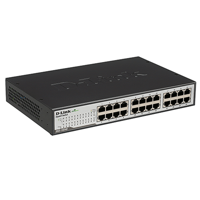 D-Link DGS-1024D/B 24-port 10/100/1000Base-T Unmanaged Green Desktop Gigabit Switch ( rackmountable) (UK Plug)