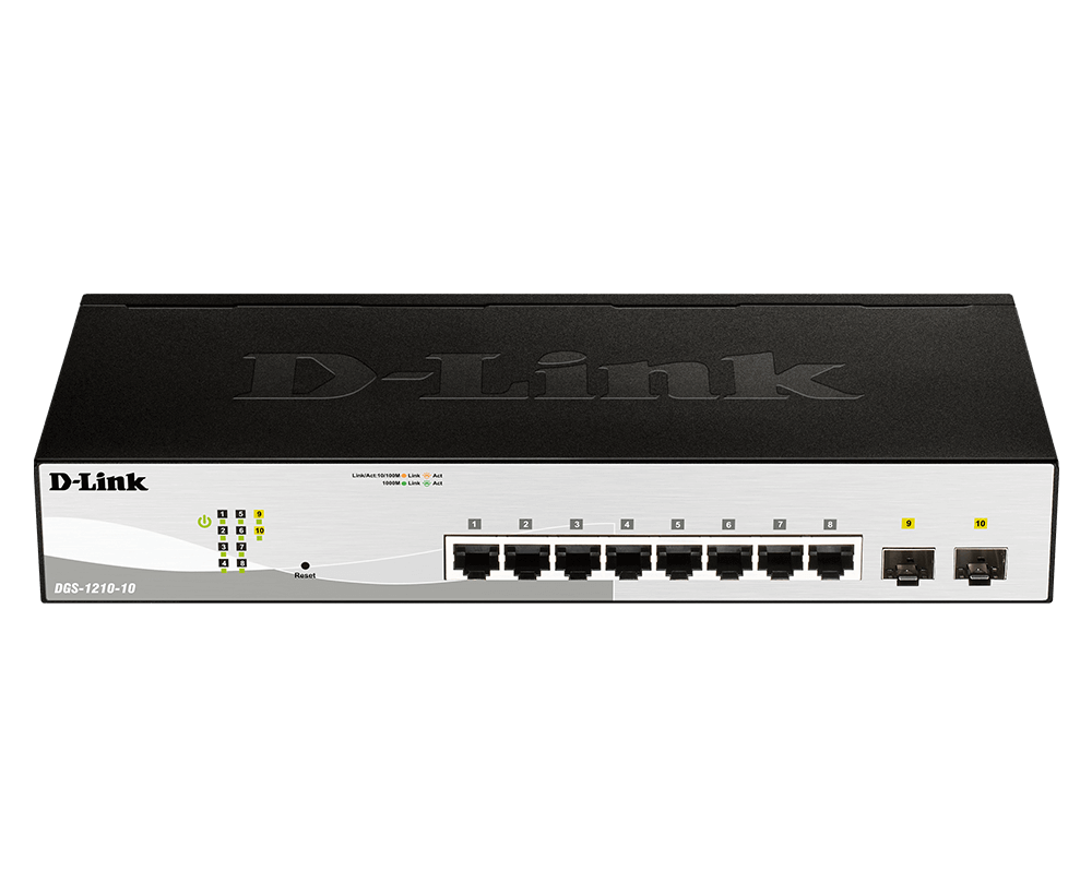 D-Link DGS-1210-10/E 8 Port 10/100/1000Base-T ports + 2 SFP ports Web Smart Switch