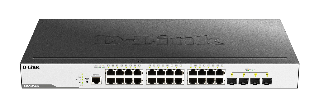 D-Link DGS-3000-28X 24 10/100/1000 Mbps ports + 4 10G SFP+ ports Managed L2 Metro Ethernet Gigabit Switch