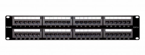 [NPP-6A2BLK481] D-Link 48 Port Cat6A Shielded Fully Loaded Punch Down Patch Panel - Keystone Type- 2U- Black Colour