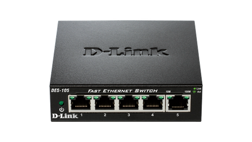 [DES-105/B] D-Link DES-105/B 5-port 10/100Base-T Unmanaged Metal Switch UK Power plug