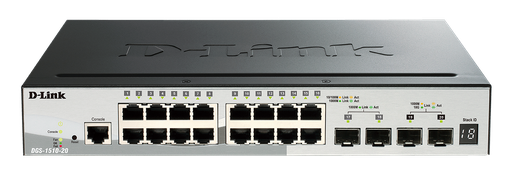 [DGS-1510-20] D-Link DGS-1510-20 16 port 10/100/1000Mbps Gigabit Smart Pro Switch with 2 SFP port + 2 x 10G SFP+ ports (EU/UK plug)