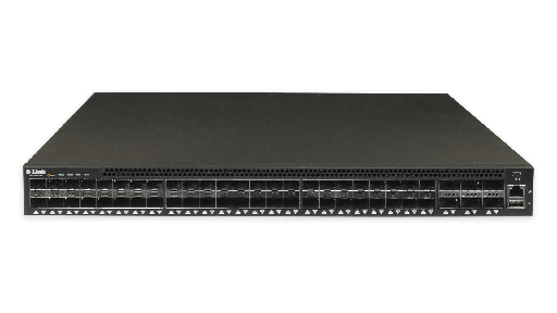 [DXS-5000-54S/UF] D-Link DXS-5000-54S/UF L3 Managed Data center switch with 48-port 10G SFP+, 6-port 40G QSFP+ interfaces, 2 front-to-back DC PSUs & 4 front-to-back fan modules included