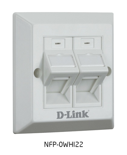 [NFP-0WHI22] D-Link Dual Angular Faceplate Accepts Two Keystone Jacks with Shutter & ID Plate- 86*86 mm - White Colour - Square