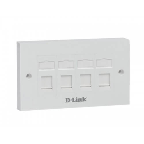 [NFP-0WHI41] D-Link Quad Faceplate Accepts Four Keystone Jack with Shutter & ID Plate- 146*86 mm - White Colour - Rectangle