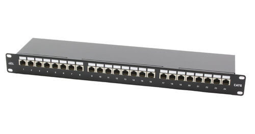 D-Link 24 Port Cat6A Unshielded Fully Loaded Punch Down Patch Panel - Keystone Type -1U- Black Colour