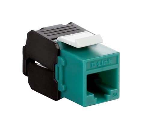 [NKJ-6AGRN1B21] D-Link Cat6A - 10G UTP 180 Tool-less Keystone Jack - Green Colour