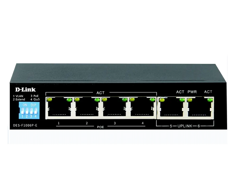 D-Link DES-F1006P-E | 6-Port PoE+ Surveillance Switch