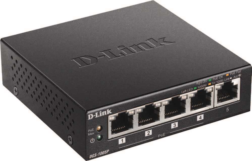D-Link DGS-1005P | 5-Port Desktop Gigabit PoE+ Switch