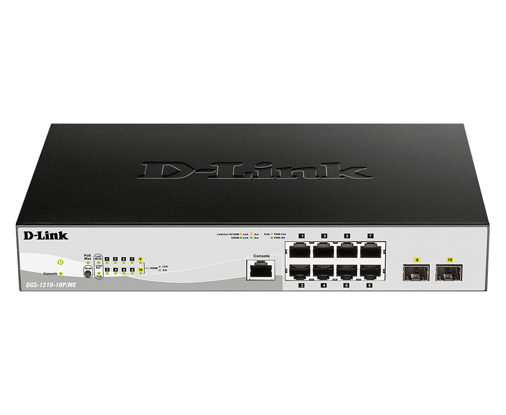 [DGS-1210-10P/ME/B1A] D-Link DGS-1210-10P/ME/B1A | 8-port Managed Switch