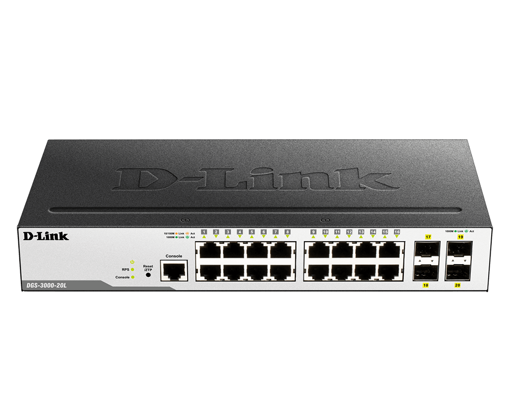 [DGS-3000-20L] D-Link DGS-3000-20L | 20-Port Managed Gigabit Switch