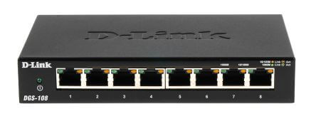 [DGS-F108] D-Link DGS-F108/B 8-port 10/100/1000Base-T Unmanaged Desktop Gigabit Switch