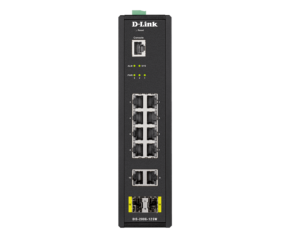 D-Link DIS-200G-12SW 10 x 10/100/1000Mbps ports with 2 SFP ports +(19" rackmount kit , DIN rail power supply and power adapter not included )