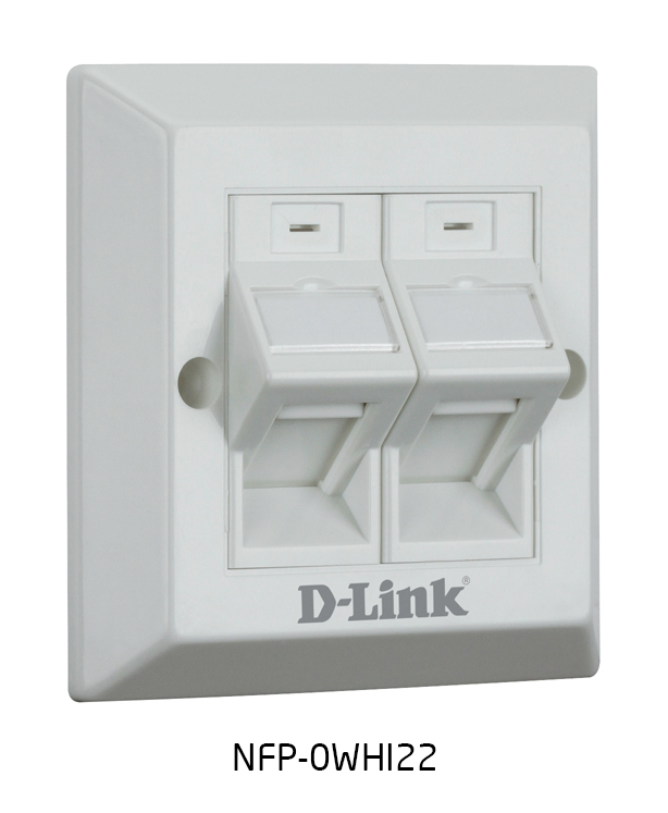 D-Link Dual Angular Faceplate Accepts Two Keystone Jacks with Shutter & ID Plate- 86*86 mm - White Colour - Square