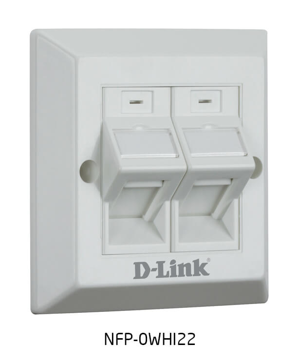 D-Link Dual Faceplate Accepts Two Keystone Jacks with Shutter & ID Plate- 86*86 mm - Grey Colour - Square