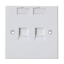 D-Link Dual Faceplate Accepts Two Keystone Jacks with Shutter & ID Plate- 86*86 mm - White Colour - Square