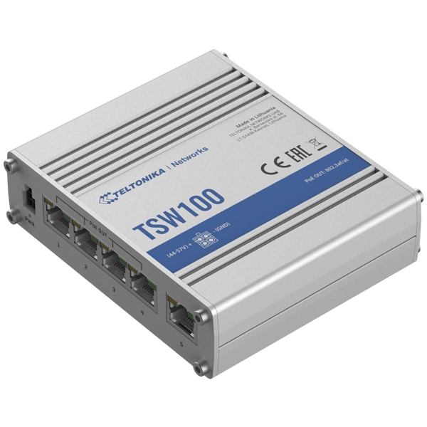 [TSW100] Teltonika TSW100 | Industrial PoE+ Ethernet Switch