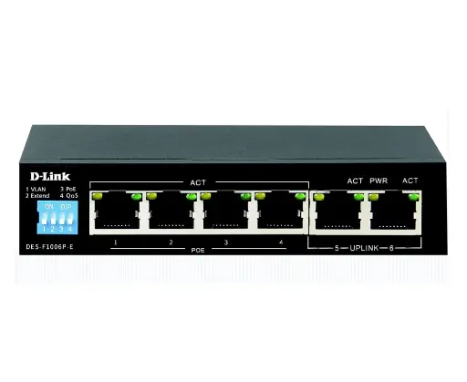 [DES-F1006P-E/B] D-Link DES-F1006P-E | 6-Port PoE+ Surveillance Switch